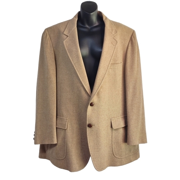 Handwick Clothes Customized Men's Brown wool Blazer Jacket Size XL